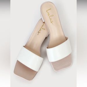Lulus | Janiya White and Light Nude Satin High Heel Sandals